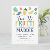 Two-Tti Fruiti tweede verjaardag uitnodiging (Staand voorkant)