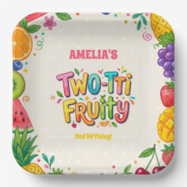 Two-tti Fruitige 2de Verjaardagsfeestje Papieren Bordje