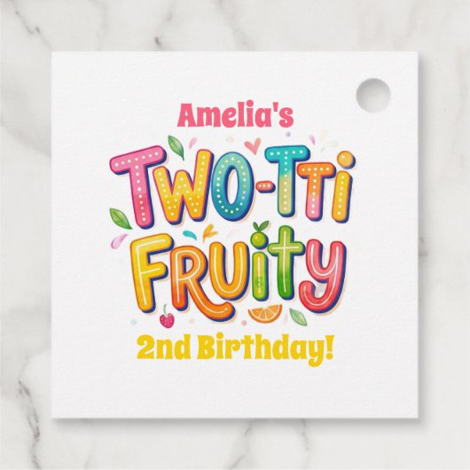 Two-tti Fruity 2nd Birthday Party Bedankjes Labels (Achterkant)