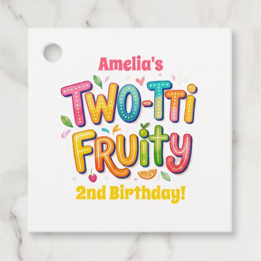 Two-tti Fruity 2nd Birthday Party Bedankjes Labels (Voorkant)