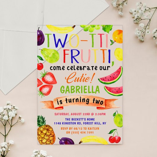 Two-tti Frutti 2de verjaardag Acryl Uitnodigingen