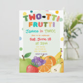 TWO-TTI FRUTTI 2de verjaardagsfeest Uitnodiging (Staand voorkant)