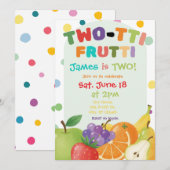TWO-TTI FRUTTI 2de verjaardagsfeest Uitnodiging (Voorkant / Achterkant)