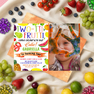 Two-tti Frutti 2e verjaardag foto uitnodigingen
