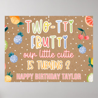 Two-tti Frutti- 2e verjaardag fruit thema Poster