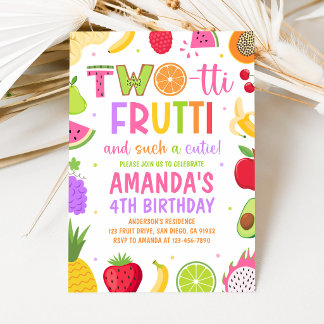 Two-tti Frutti 2e verjaardagsuitnodiging Kaart
