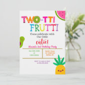 Two-tti Frutti 2nd Girl Birthday Party nodigt uit (Staand voorkant)