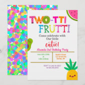 Two-tti Frutti 2nd Girl Birthday Party nodigt uit (Voorkant / Achterkant)