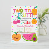 Two-tti Frutti 2nd Girl Birthday Party nodigt uit (Staand voorkant)