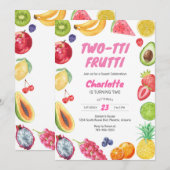Two-tti Frutti Birthday Invitation Kaart (Voorkant / Achterkant)