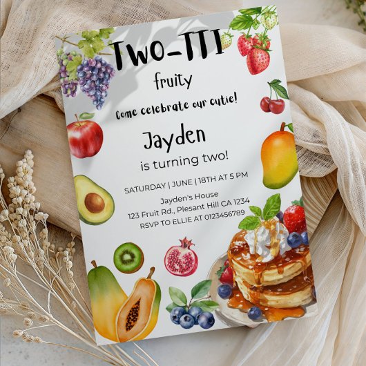 Two -TTI Frutti Boy 2nd Birthday Party Kaart