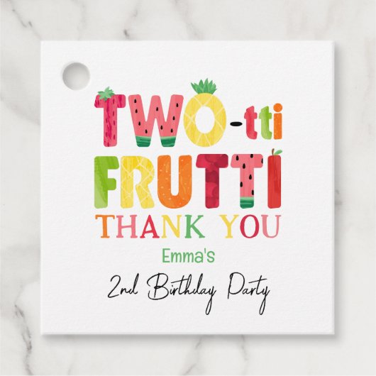 Two-tti Frutti Cutie Fruit 2e Verjaardag Bedankt Bedankjes Labels (Voorkant)