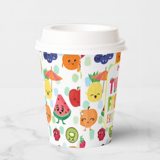 Two-tti Frutti Cutie Fruit 2e verjaardagsfeestje Papieren Bekers (Rechts)