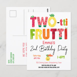 TWO-tti Frutti Cuties 2e verjaardag Tropisch fruit Briefkaart