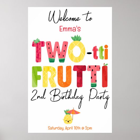 TWO-tti Frutti Cuties 2e Verjaardag Welkom Poster (Voorkant)
