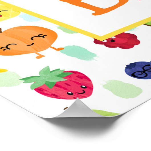 TWO-tti Frutti Cuties 2e verjaardagsfeestje Poster (Hoek)