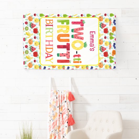 TWO-tti Frutti Cuties 2e verjaardagsfeestje Spandoek (Insitu)