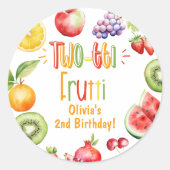 Two-tti frutti meisje 2e verjaardagsfeest ronde sticker (Voorkant)