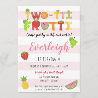Two-Tti Frutti - Tutti Fruity verjaardagsuitnodigi Kaart