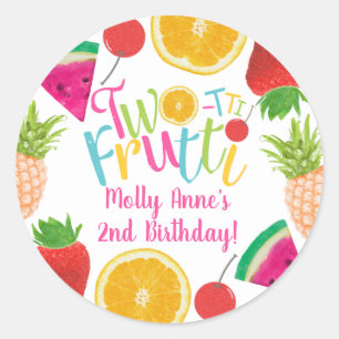 TWO-tti Frutti Tutti Frutti Meisje 2e Verjaardag Ronde Sticker