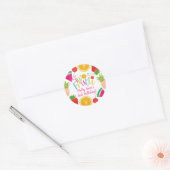 TWO-tti Frutti Tutti Frutti Meisje 2e Verjaardag Ronde Sticker (Envelop)