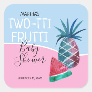 Two-tti Frutti Twin Boy and Girl Baby shower Vierkante Sticker
