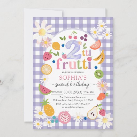 Two-tti Frutti Twotti Fruit Tropical 2nd Birthday  Kaart (Voorkant)