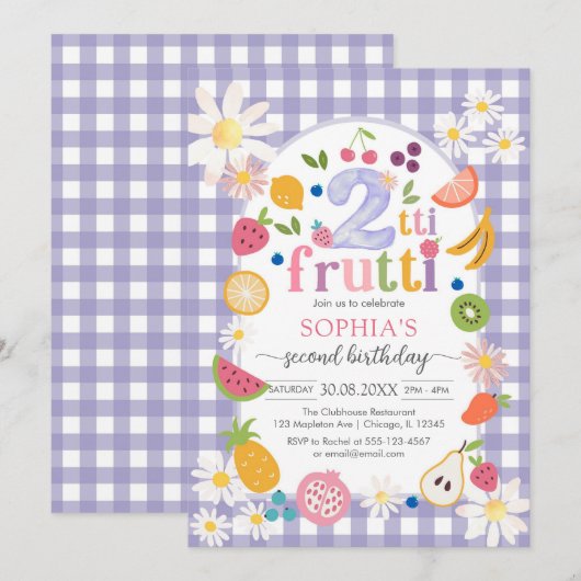 Two-tti Frutti Twotti Fruit Tropical 2nd Birthday Kaart (Voorkant / Achterkant)