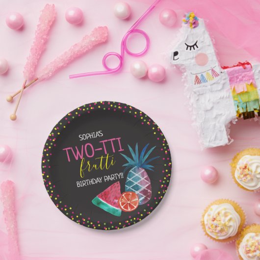 Two-tti Frutti Waterverf 2e verjaardagsfeestje Papieren Bordje (Feest)