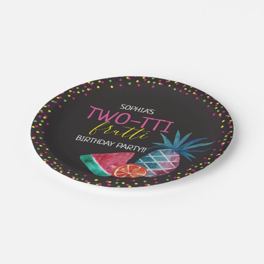 Two-tti Frutti Waterverf 2e verjaardagsfeestje Papieren Bordje (Gekanteld)