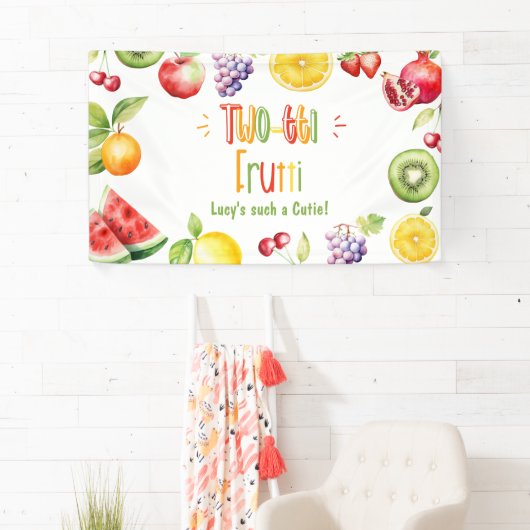 Two-tti frutti zo'n Cutie 2e verjaardag Spandoek (Insitu)