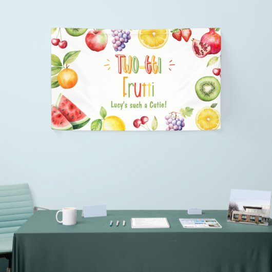 Two-tti frutti zo'n Cutie 2e verjaardag Spandoek (Beurs)