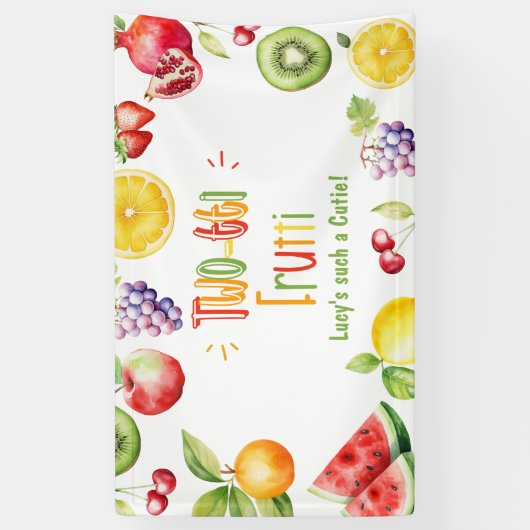Two-tti frutti zo'n Cutie 2e verjaardag Spandoek (Verticaal)