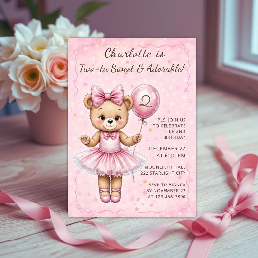 Two-Tu Sweet Coquette Ballerina Beer Verjaardag Kaart