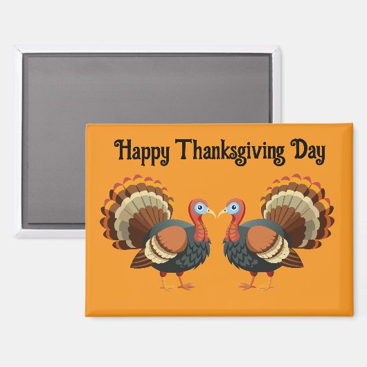 Two Turkeys Thanksgiving Magnet (Voorkant / Achterkant)
