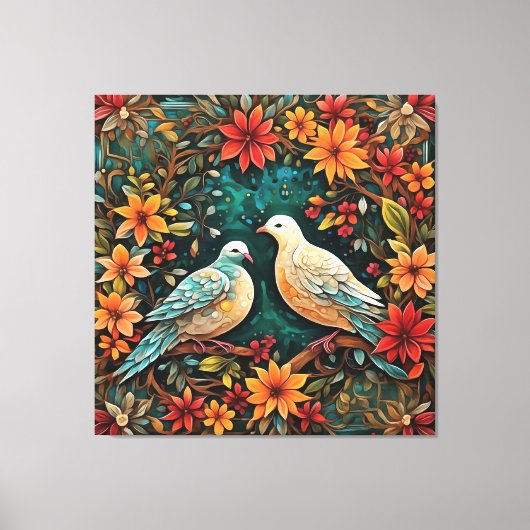 Two Turtle Doves Canvas Afdruk (Voorkant)