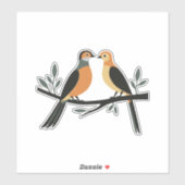 Two Turtle Doves Cut-Out Stencil Retro Style 4 Sticker (Vel)
