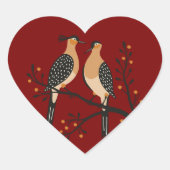Two Turtle Doves Cut-Out Stencil Retro Style 7 Hart Sticker (Voorkant)