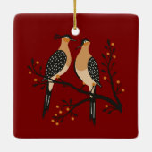 Two Turtle Doves Cut-Out Stencil Retro Style 7 Keramisch Ornament (Achterkant)