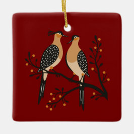 Two Turtle Doves Cut-Out Stencil Retro Style 7 Keramisch Ornament