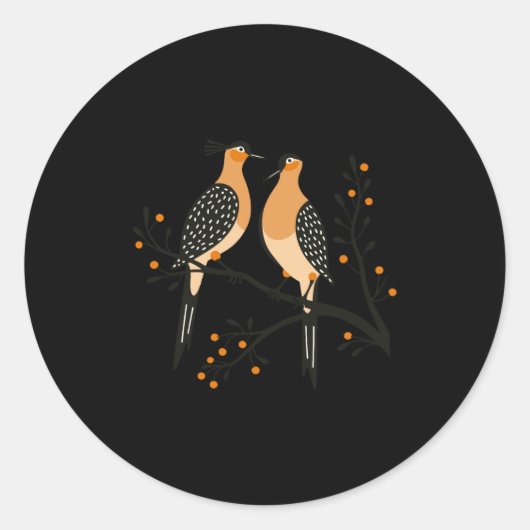 Two Turtle Doves Cut Out Stencil Retro Style 7 T S Ronde Sticker (Voorkant)
