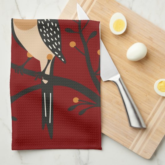 Two Turtle Doves Cut-Out Stencil Retro Style 7 Theedoek (Quarter Fold)