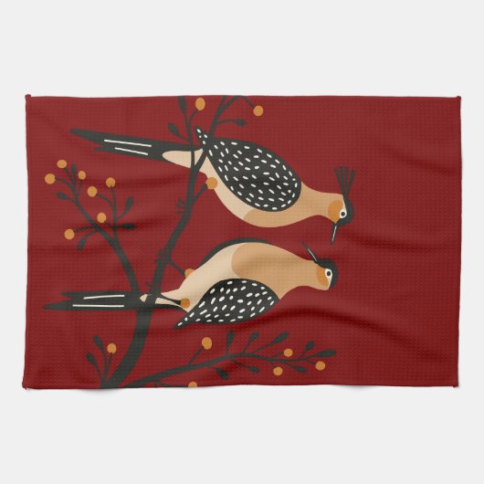 Two Turtle Doves Cut-Out Stencil Retro Style 7 Theedoek (Horizontaal)