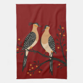 Two Turtle Doves Cut-Out Stencil Retro Style 7 Theedoek (Verticaal)