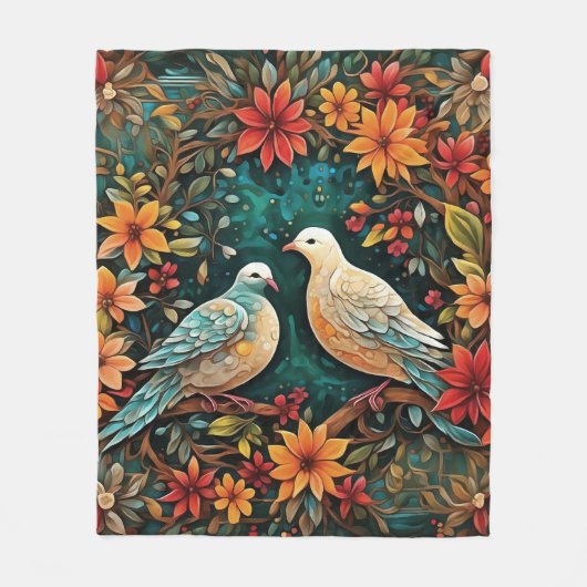 Two Turtle Doves Fleece Deken (Voorkant)