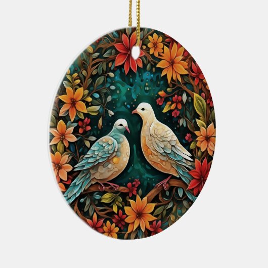 Two Turtle Doves Keramisch Ornament (Rechts)