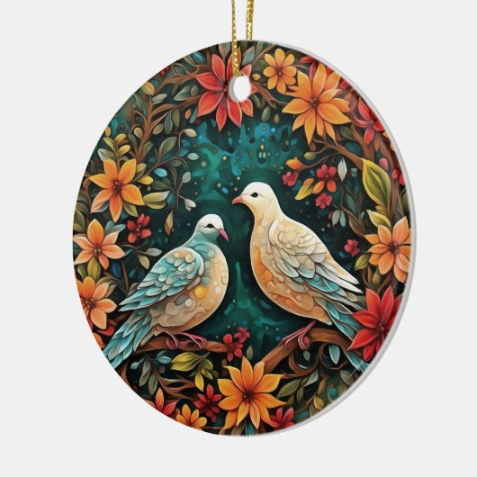 Two Turtle Doves Keramisch Ornament (Links)