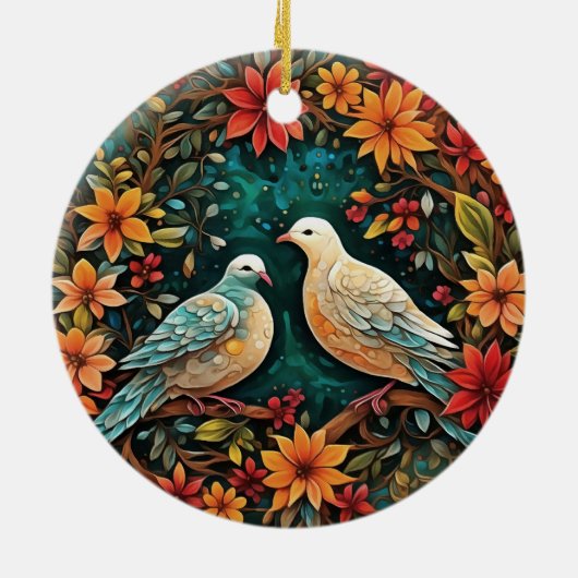 Two Turtle Doves Keramisch Ornament (Achterkant)