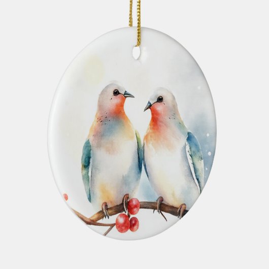 Two Turtle Doves Keramisch Ornament (Rechts)