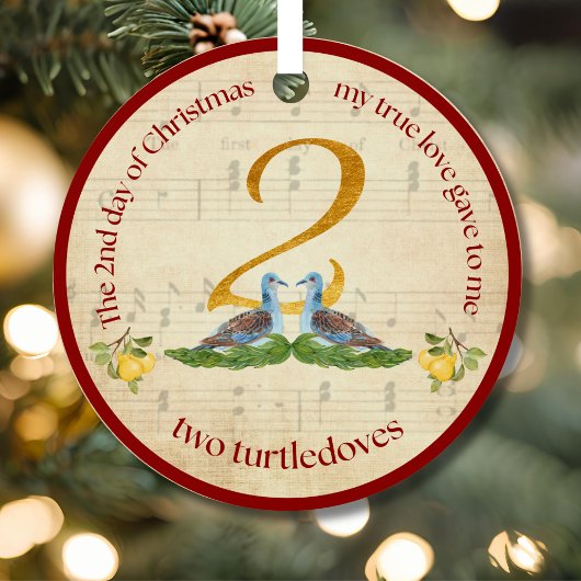 Two Turtledoves 2nd day of Christmas Metalen Ornament